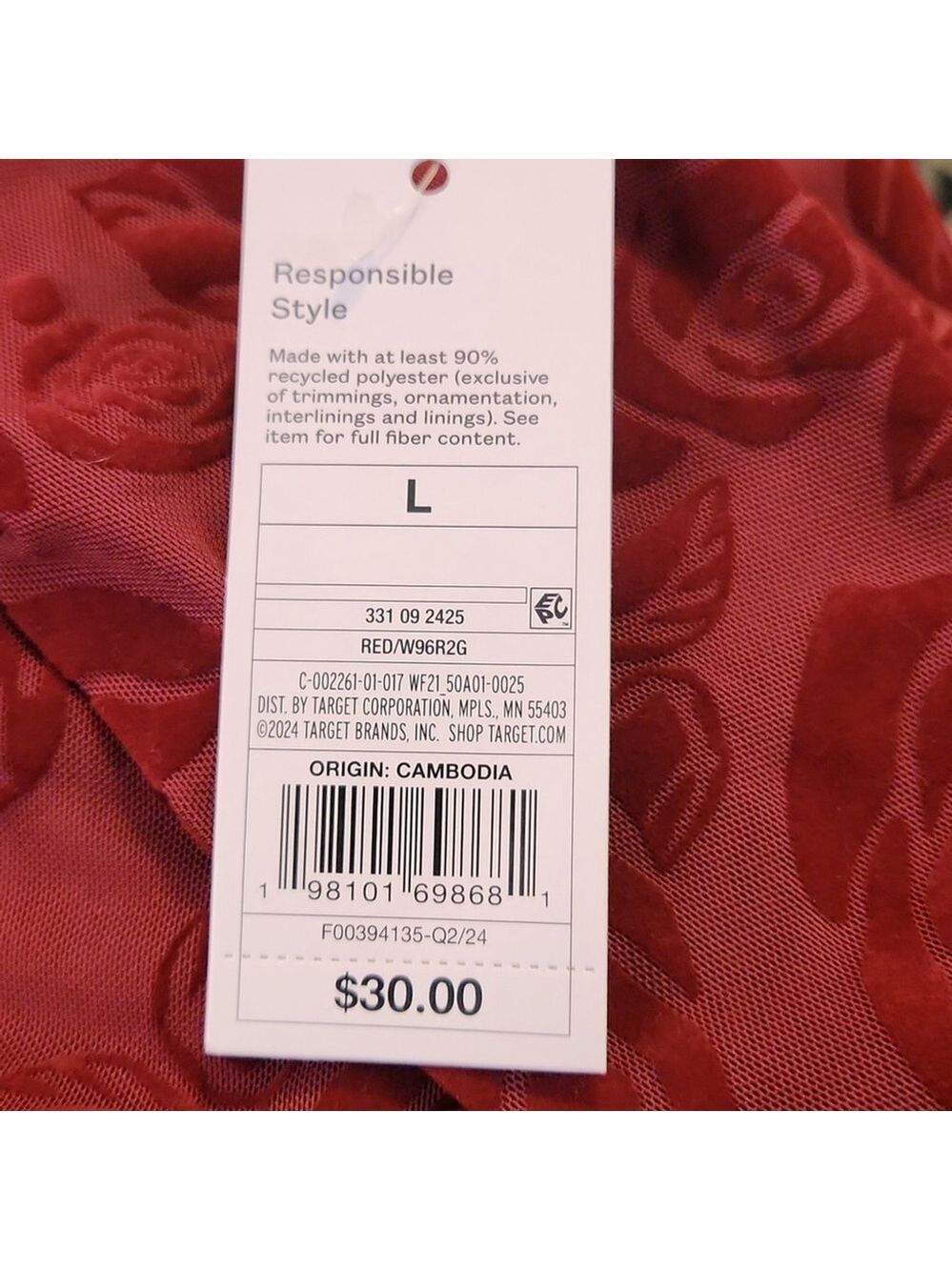 Wild Fable off shoulder Long Sleeve Flocked Mini Fit and Flare Holiday Dress - Picture 9 of 9